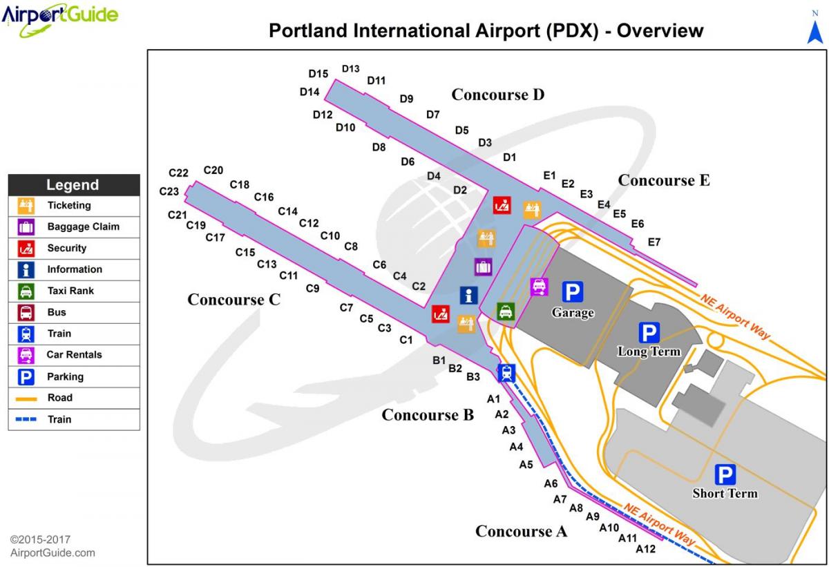 Portland Oregon lentokenttä kartta