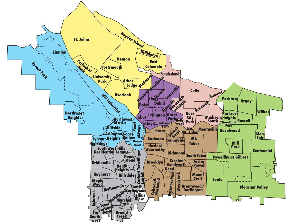 kartta Portland ja lähialueilla