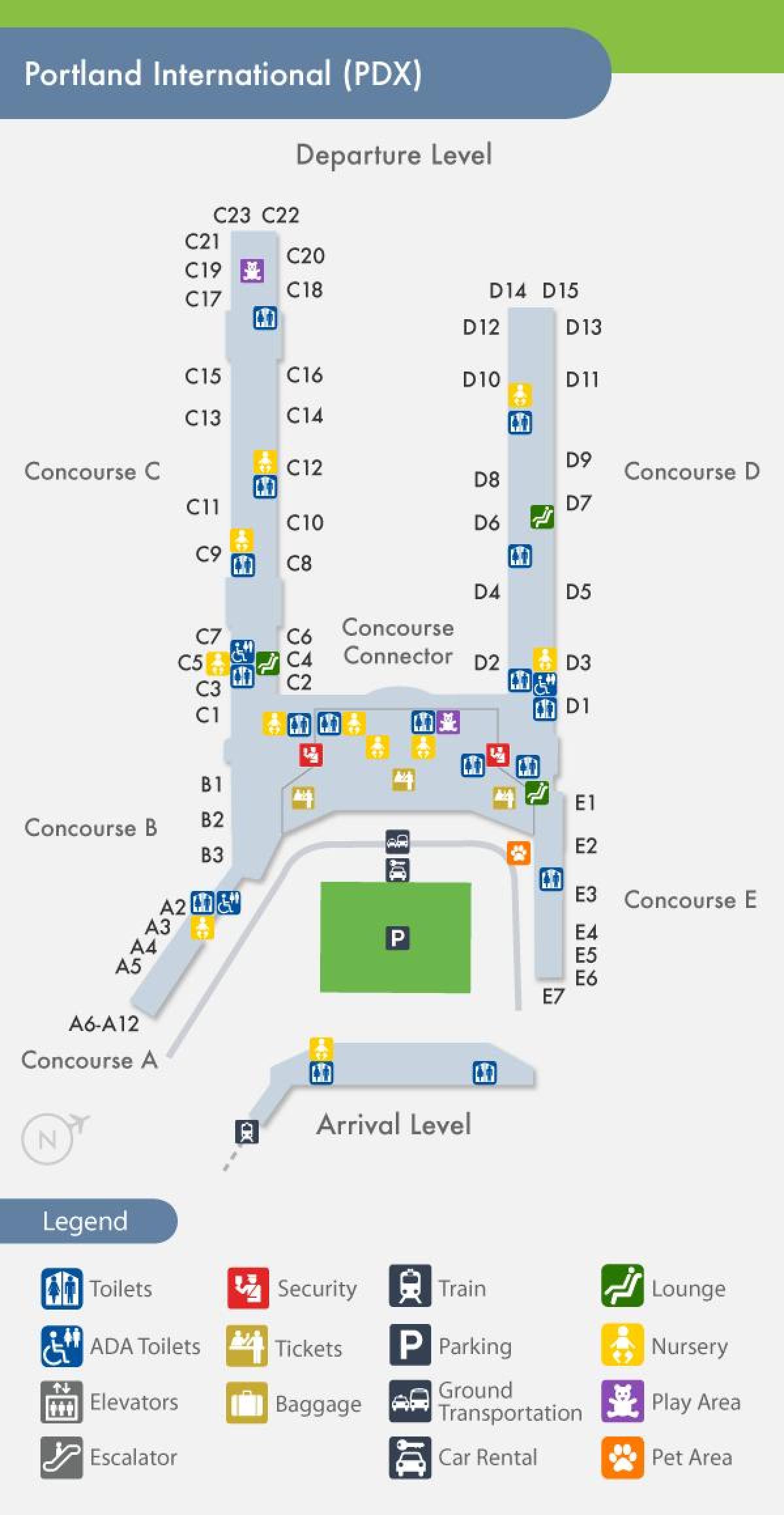 PDX-kartta lentokenttä