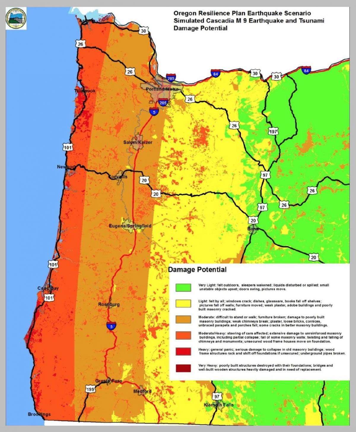 maanjäristys kartta Portland