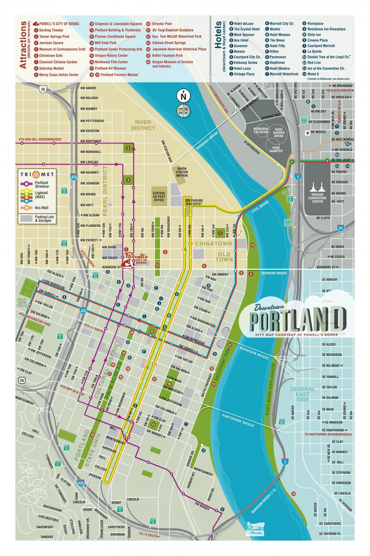 Portland-nähtävyydet kartta