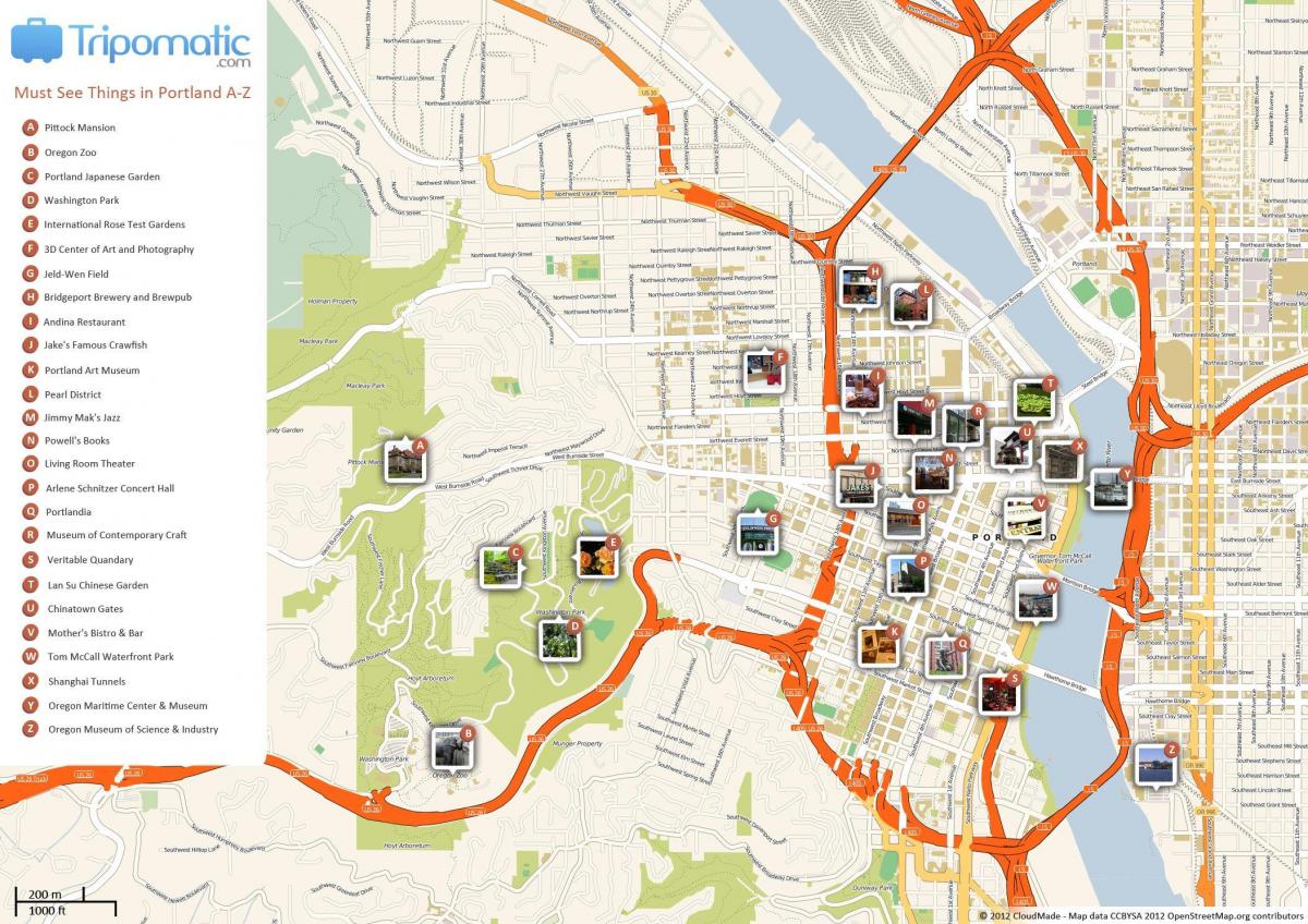 Portland kävely kartta