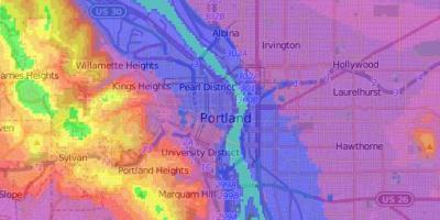 Korkeus kartta Portland Oregon